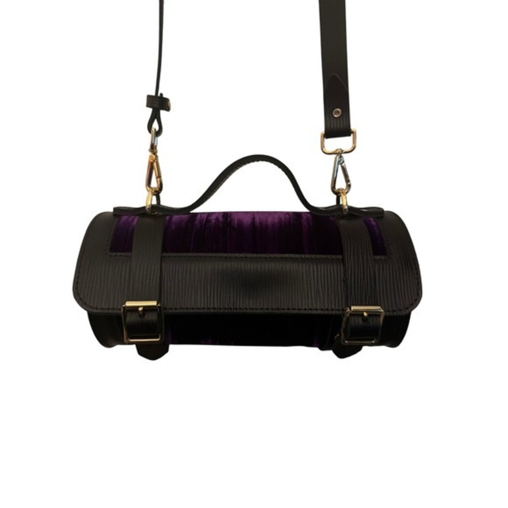 Cambridge Satchel x Wicked Elphaba Bag Black Leather Purple Velvet Crossbody - Picture 2 of 15